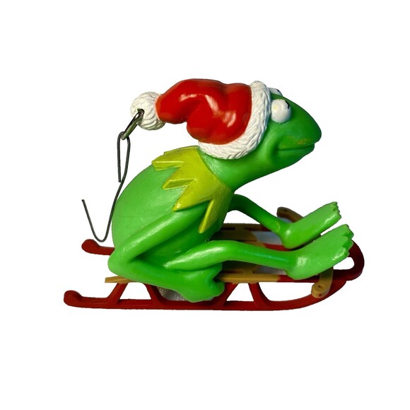 Vintage Hallmark Christmas Ornament KERMIT THE FROG on Sled 1981 in Box - Picture 2 of 5